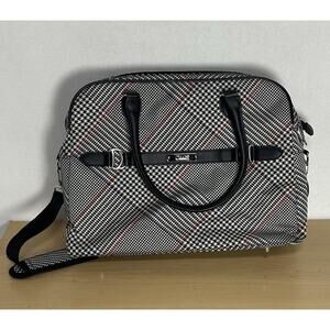 CHAPS Collection Travel Tote Houndstooth Weekender Large Shoulder Duffle Plaid